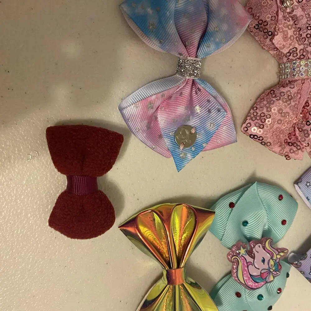 JoJo Siwa Signature Girl Bows Lot of 9 Dance Cheer Pageant Sequin Rainbow